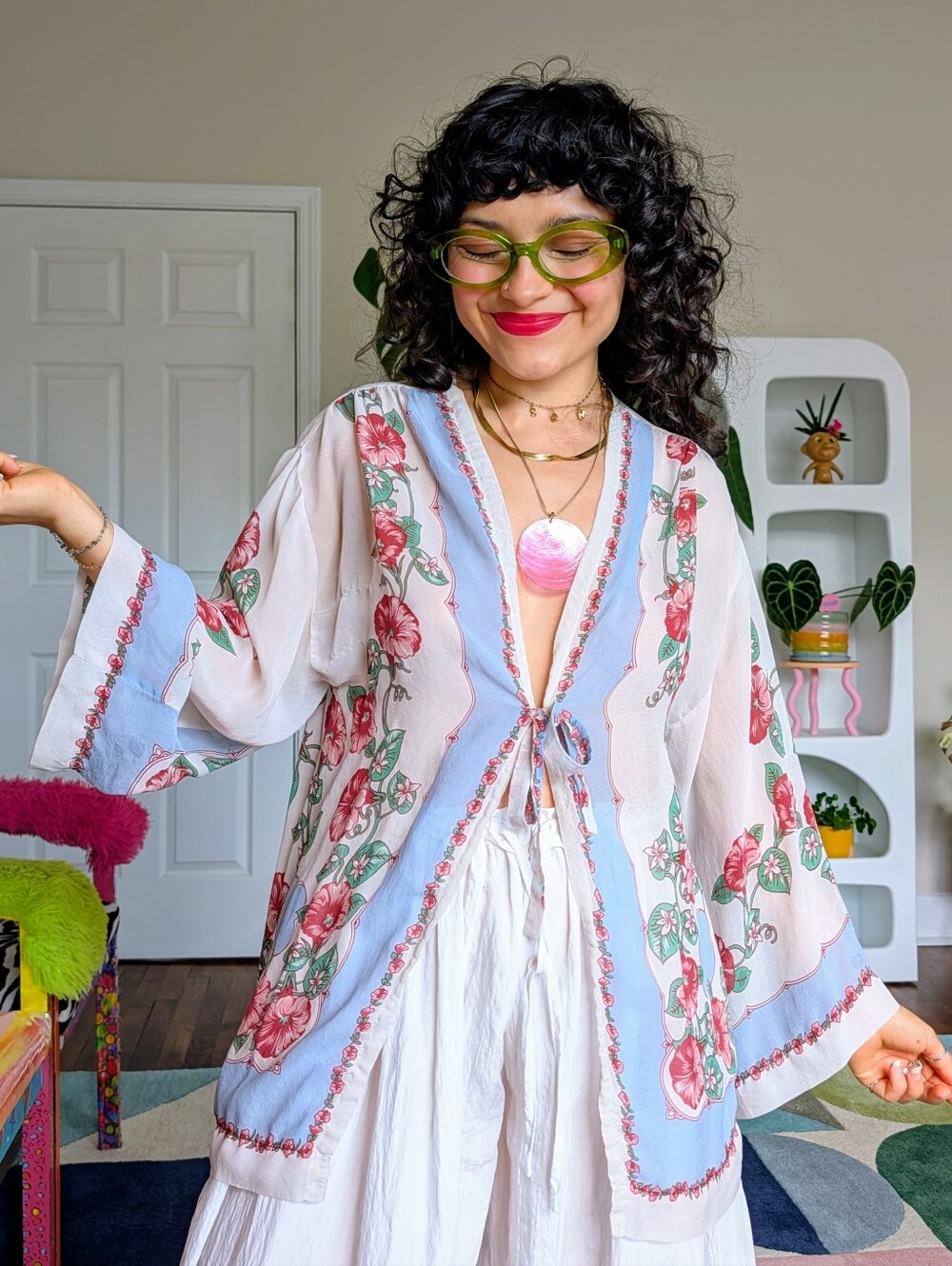 Sheer Bell Sleeve Nightwear Blouse